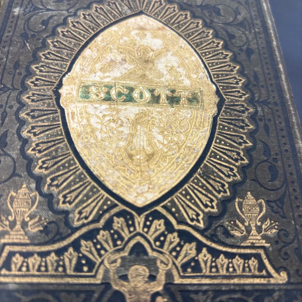 Sir Walter Scott Poetical Works OS Antique Green Gilt Embossed Victorian Book‎